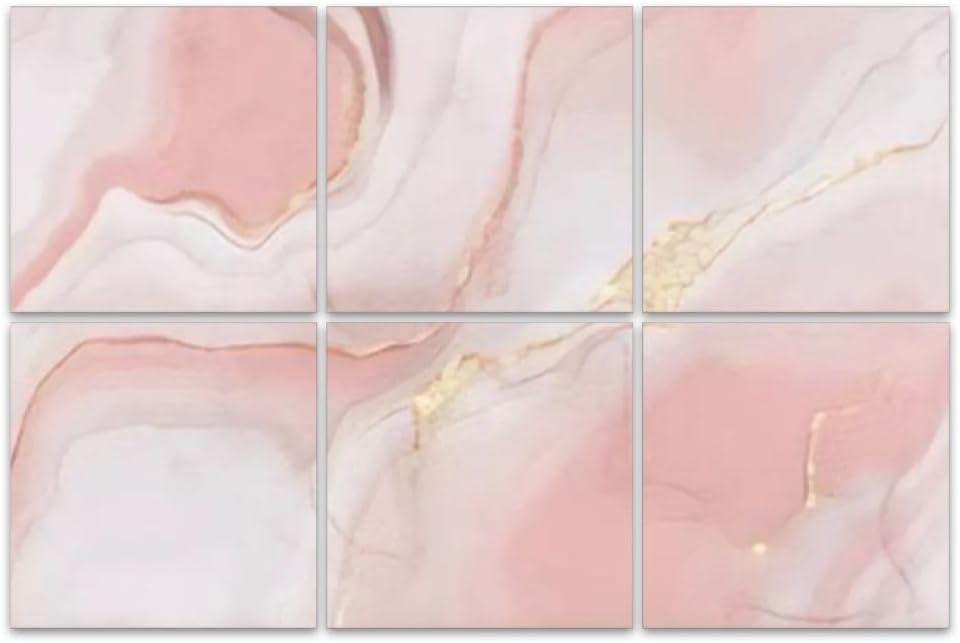 6 Pack Art Acoustic Panels Pink Marble Rose Soundproof Wall Panels Padding Decorative Sound Absorbing Panels 72