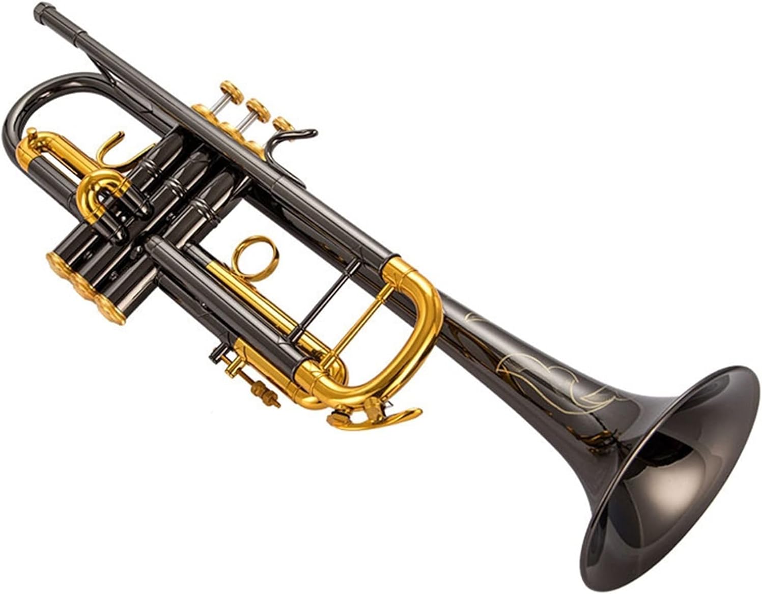 TSTS Brass Instrument Flat B-Key Black Nickel Gold Key Standard Trumpet Instrument Beginner Adult Student Wind Instrument Professional Trumpet