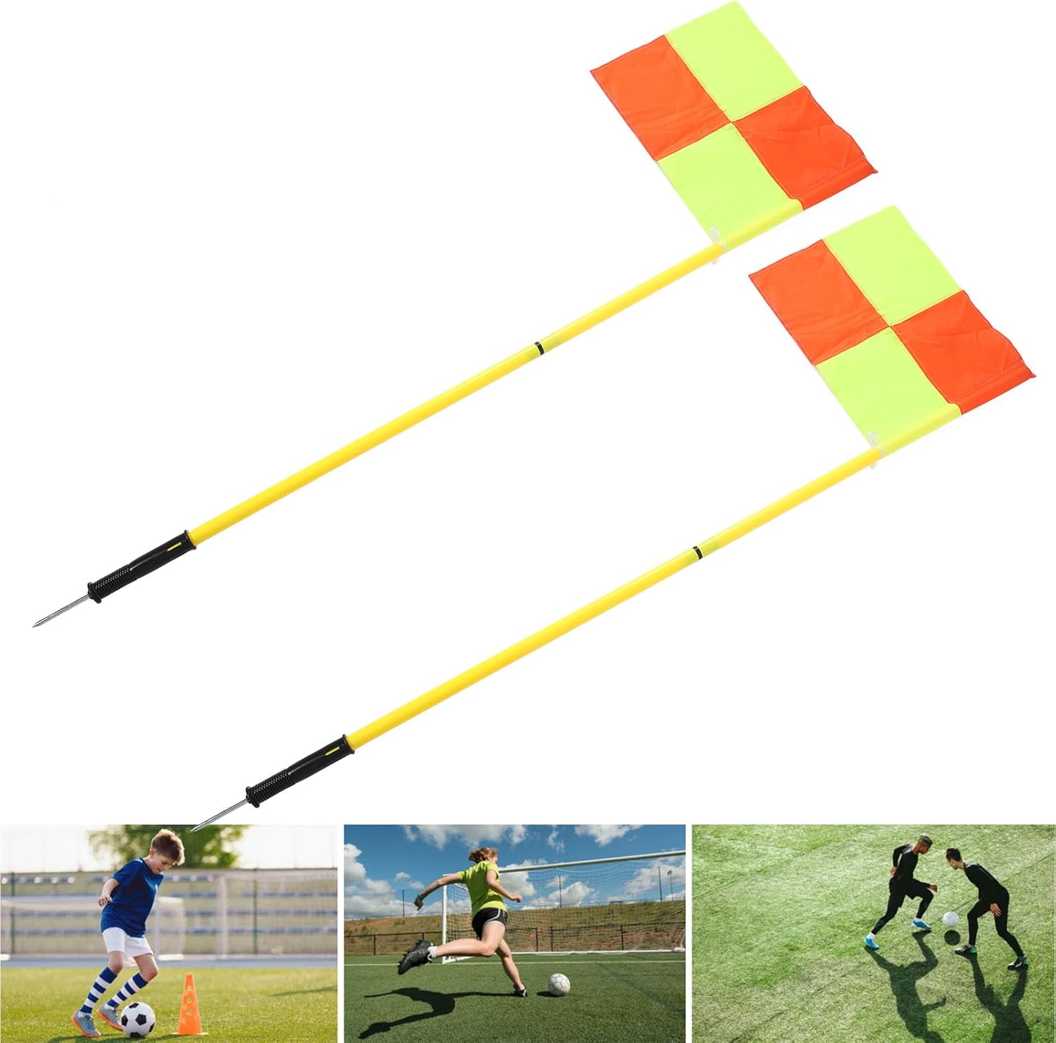 Soccer Corner Flags, Set of 4 1.5m Portable Soccer Poles & Football Field Corner Flags with Storage Bag, Windproof Soccer Flags Soccer Poles Soccer Equipment for Training