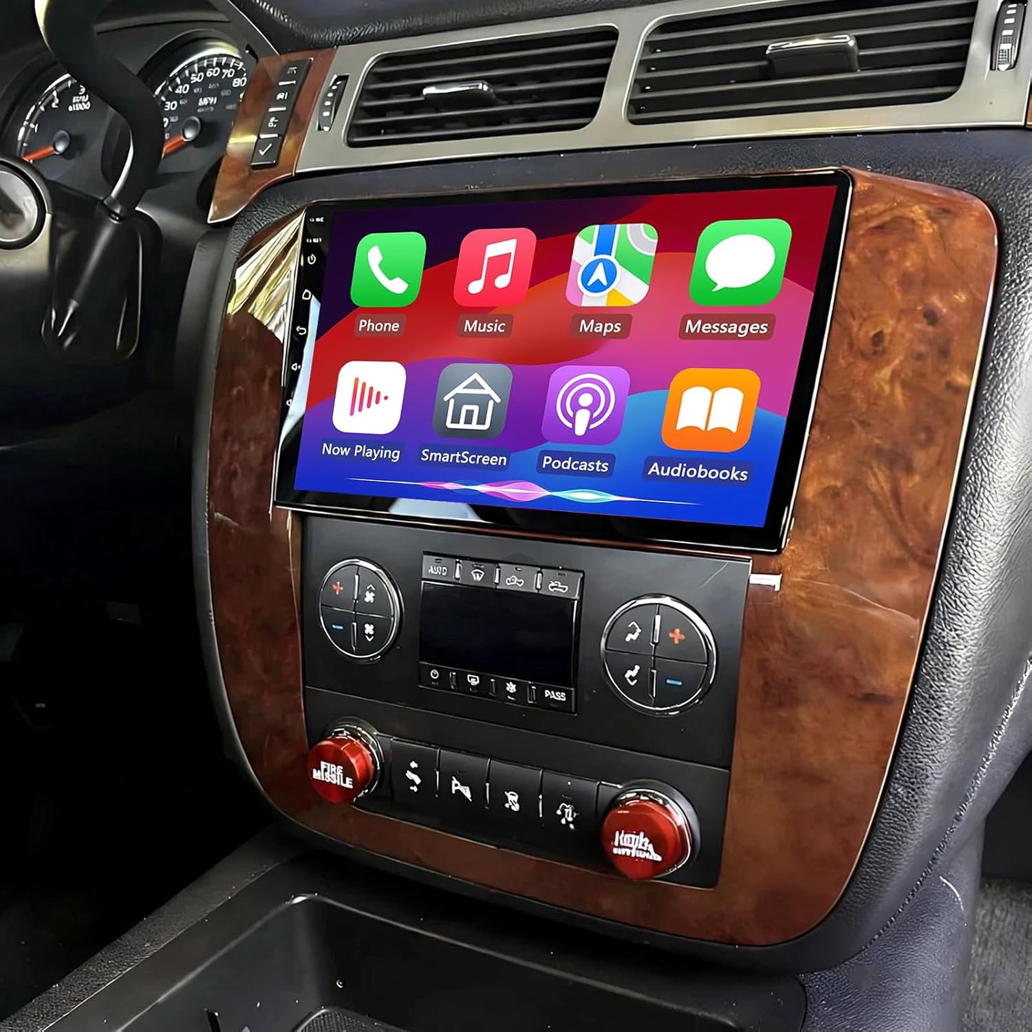 Car Stereo Radio Compatible for Tahoe (2007-2014) (Third Generation) with Carplay Android Auto GPS Navigation 10.1in Touchscreen Car Radio Player with Bluetooth Wifi FM SWC Mirror Link + Backup Camera