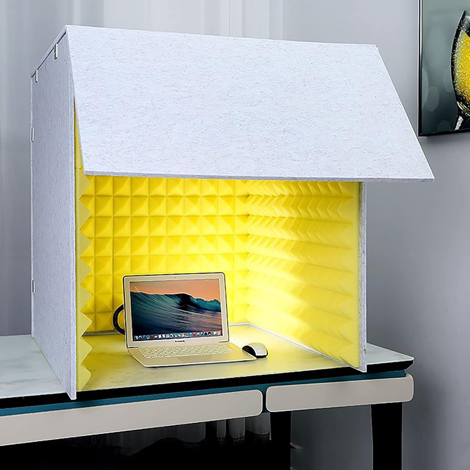 Desktop Soundproof Box, Portable Home Recording Studio, Suitable for Recording Live Broadcast (Yellow)