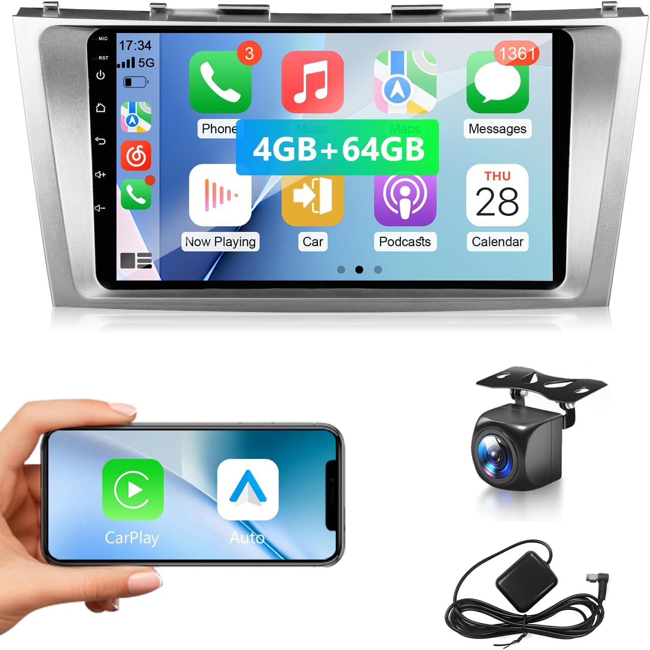 8 Core 4+64GB Car Stereo for Toyota Camry 2006 2007 2008 2009 2010 2011 Radio Apple Carplay Android Auto,9