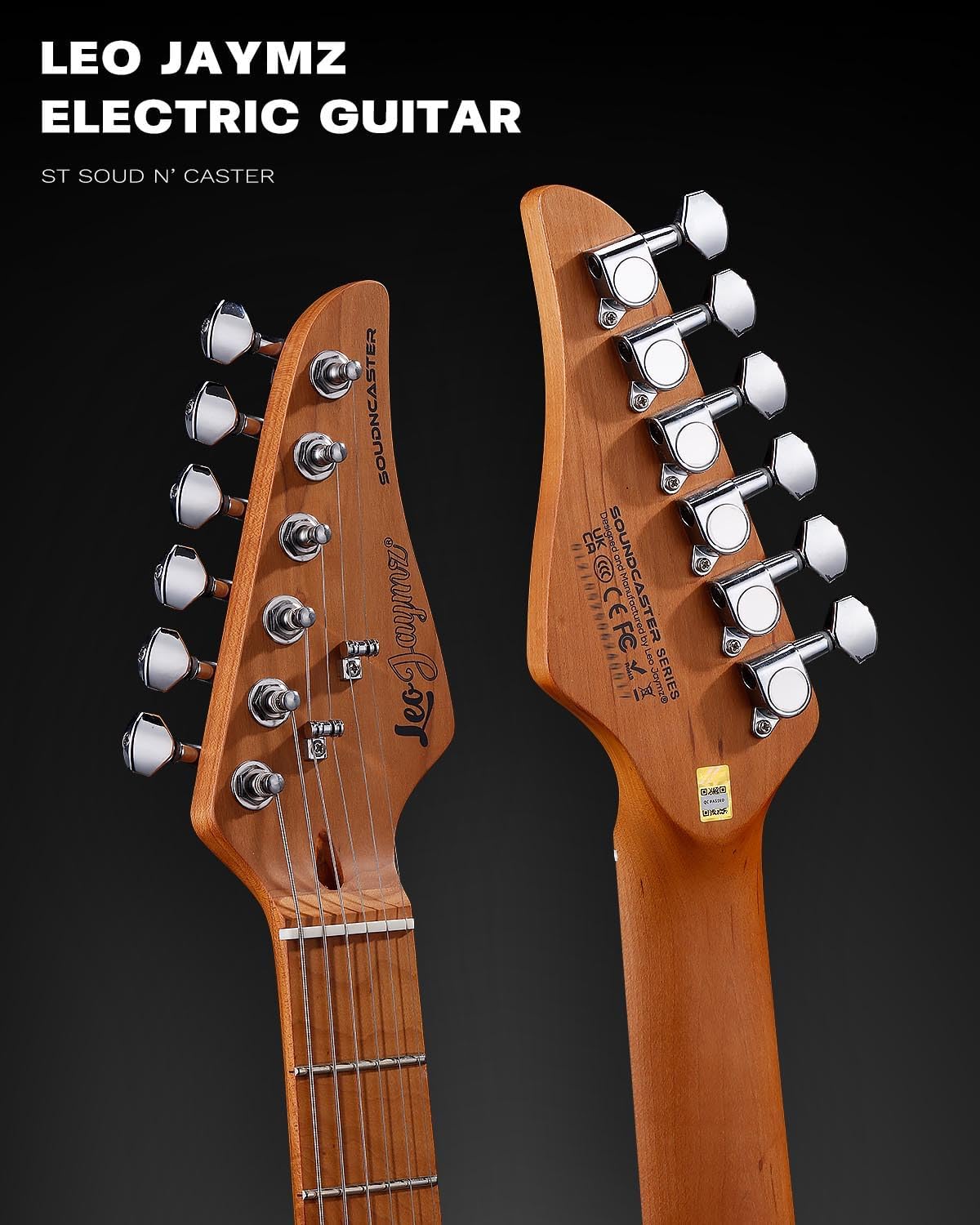 Leo Jaymz ST Pro Electric Guitar with Coil-Split, Roasted Maple Neck, Maple Fingerboard, Mahogany Body, Alnico 5 Pickups
