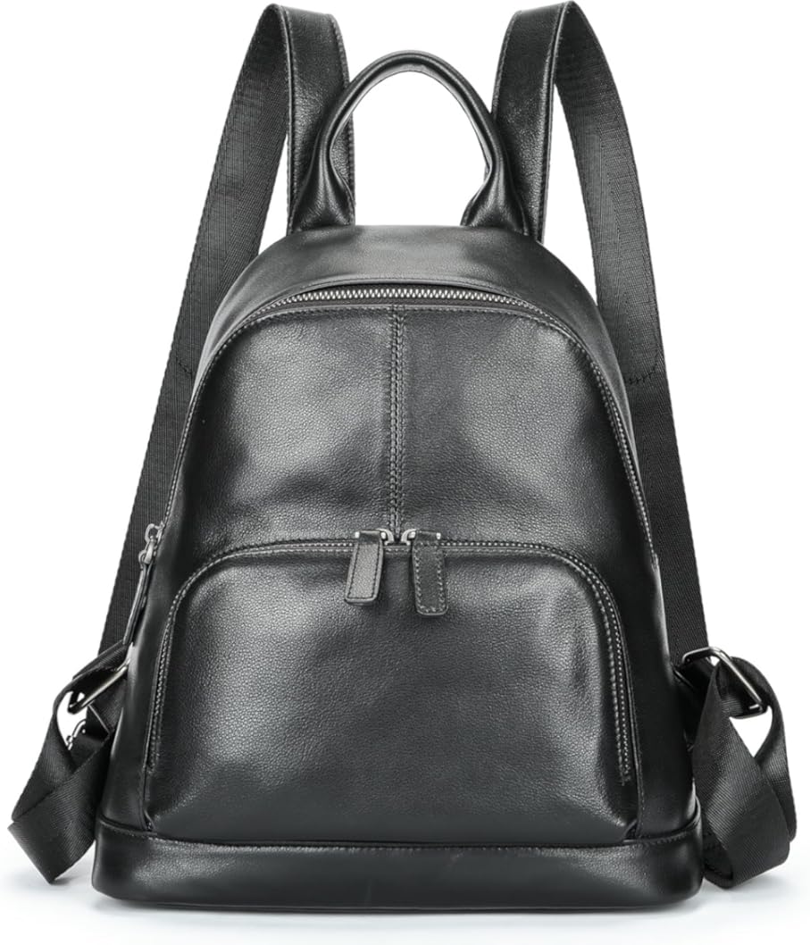 Genuine Leather Backpack for Men Business Travel Laptop Bag Anti-Theft Hiking Daypack Large Capacity Gift Box (Black)