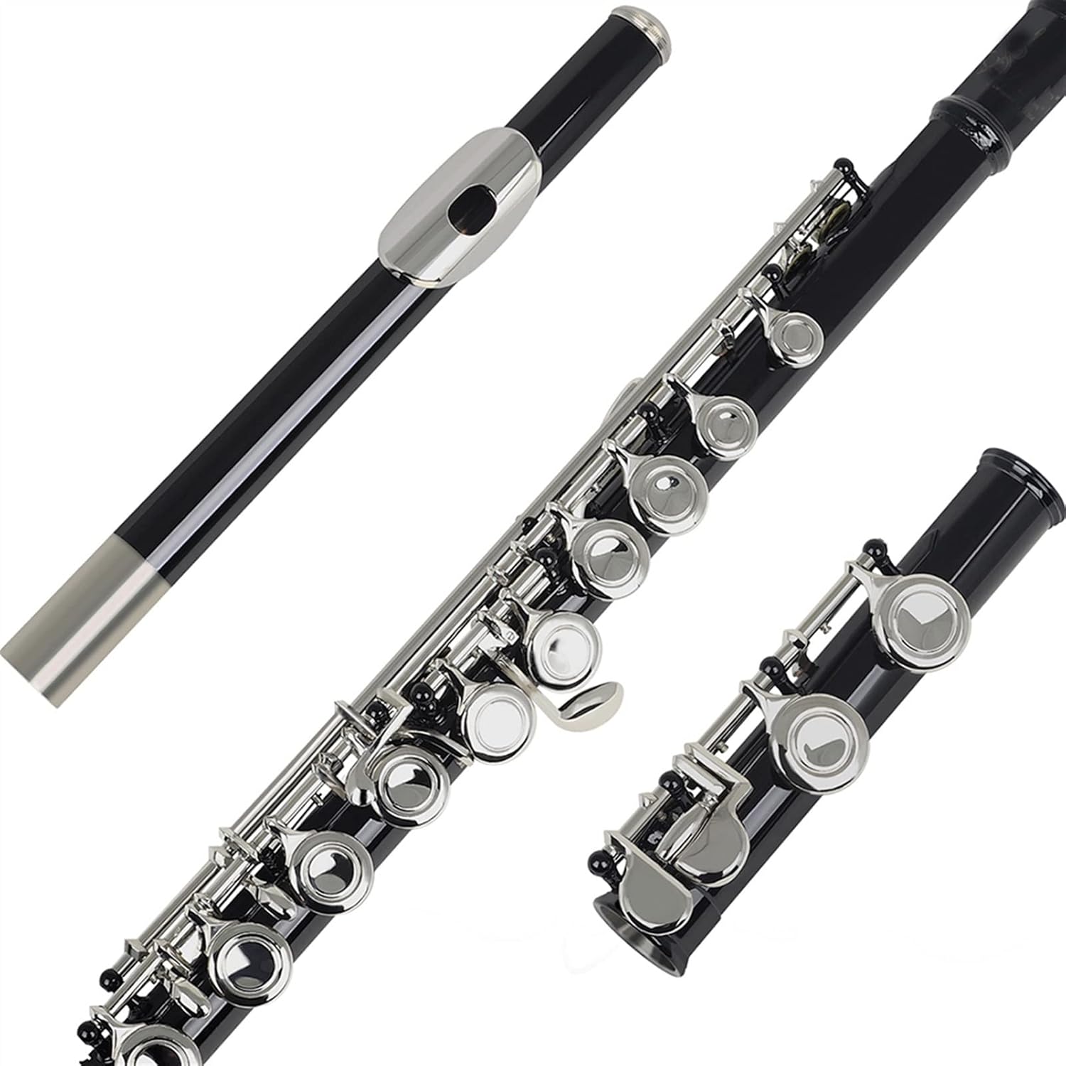 Flutes Silver Key Cupronickel Flute 16 Holes Closed Hole C Tone Black Flute Woodwind Instrument with Case