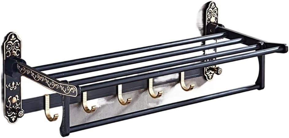 Bathroom Shelf, Towel Rack with Towel Bar and 7 Hooks, 19.6