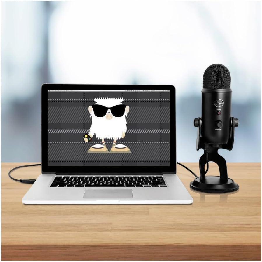 Blue Microphones Yeti Blackout USB Microphone Bundle with Desktop Boom Arm Microphone Stand, Closed-Back Studio Monitor Headphones and Pop Filter (4 Items)