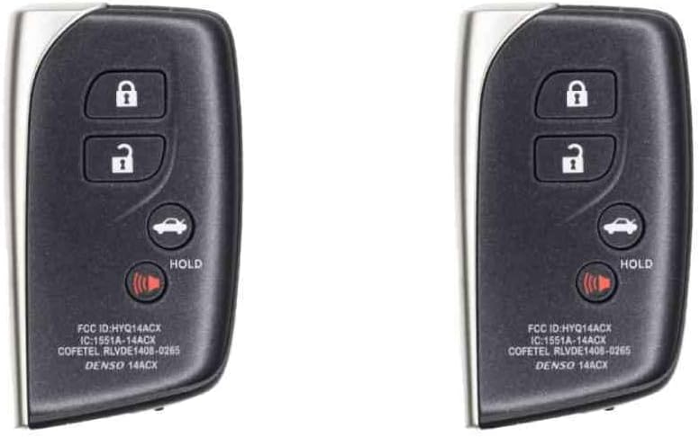 Replcament Smart Key Fob Compatible with Lexus LS460 2016 FCC HYQ14ACX Part Number 89904-50N10 8990450N10 89904-50K80 Pack of 2