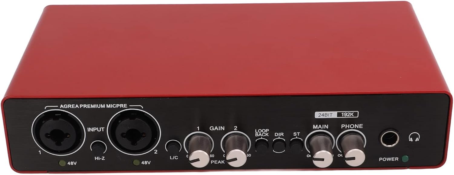 USB Sound Card,External Sound Card for Laptop,24 Bit 192kH HD Sound Card with Gain Knob for PC Smartphones Guitars Mic Headphones,Low Cut High Pass Filter