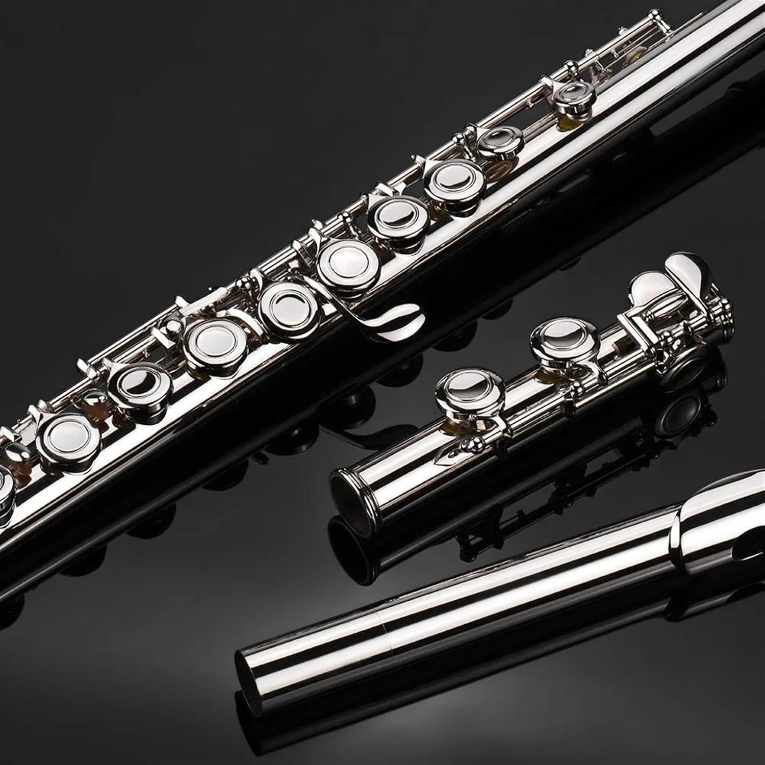 VBDEFRT 16 Holes Closed Hole Flute C Key Flutes Cupronickel Woodwind Instrument Musical Instruments Cloth Rod Gloves