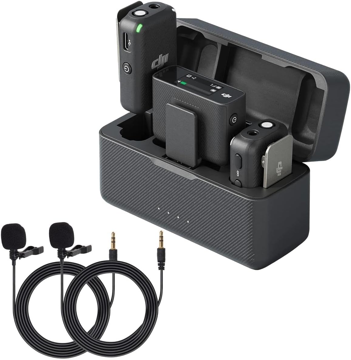 DJI Mic (2 TX + 1 RX + Charging Case) Wireless Lavalier Microphone, 820 ft. Range, 15-Hour Battery, Noise Cancellation for PC, iPhone, Andriod, Record Interview, Vlogs + Turnstile Lavalier Microphones
