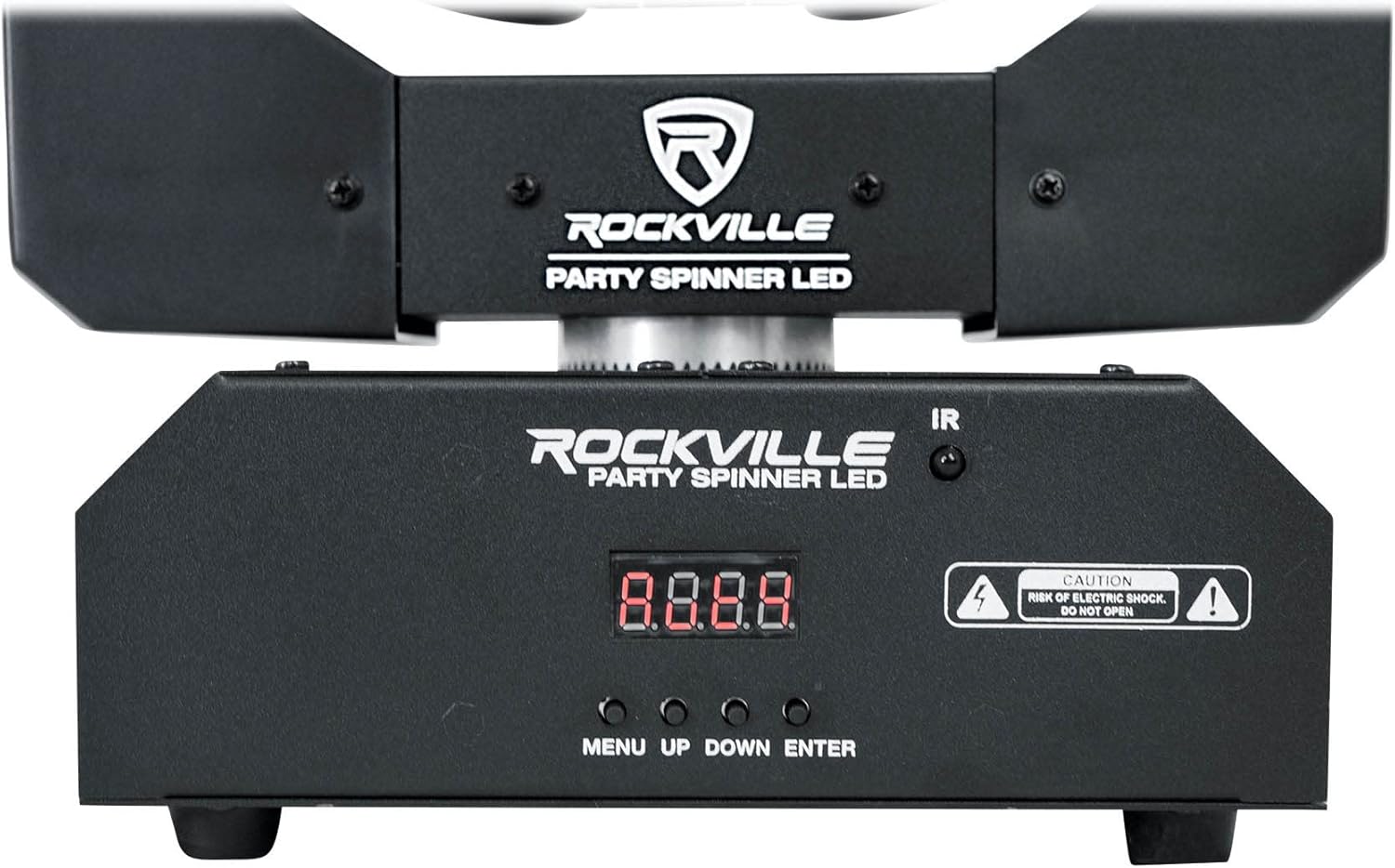 Rockville Party Spinner LED 150W Moving Head DJ Light, 18 LEDs (12 RGBW / 6 White COB), DMX Controls, Sound Activated, for Parties and Stage Events