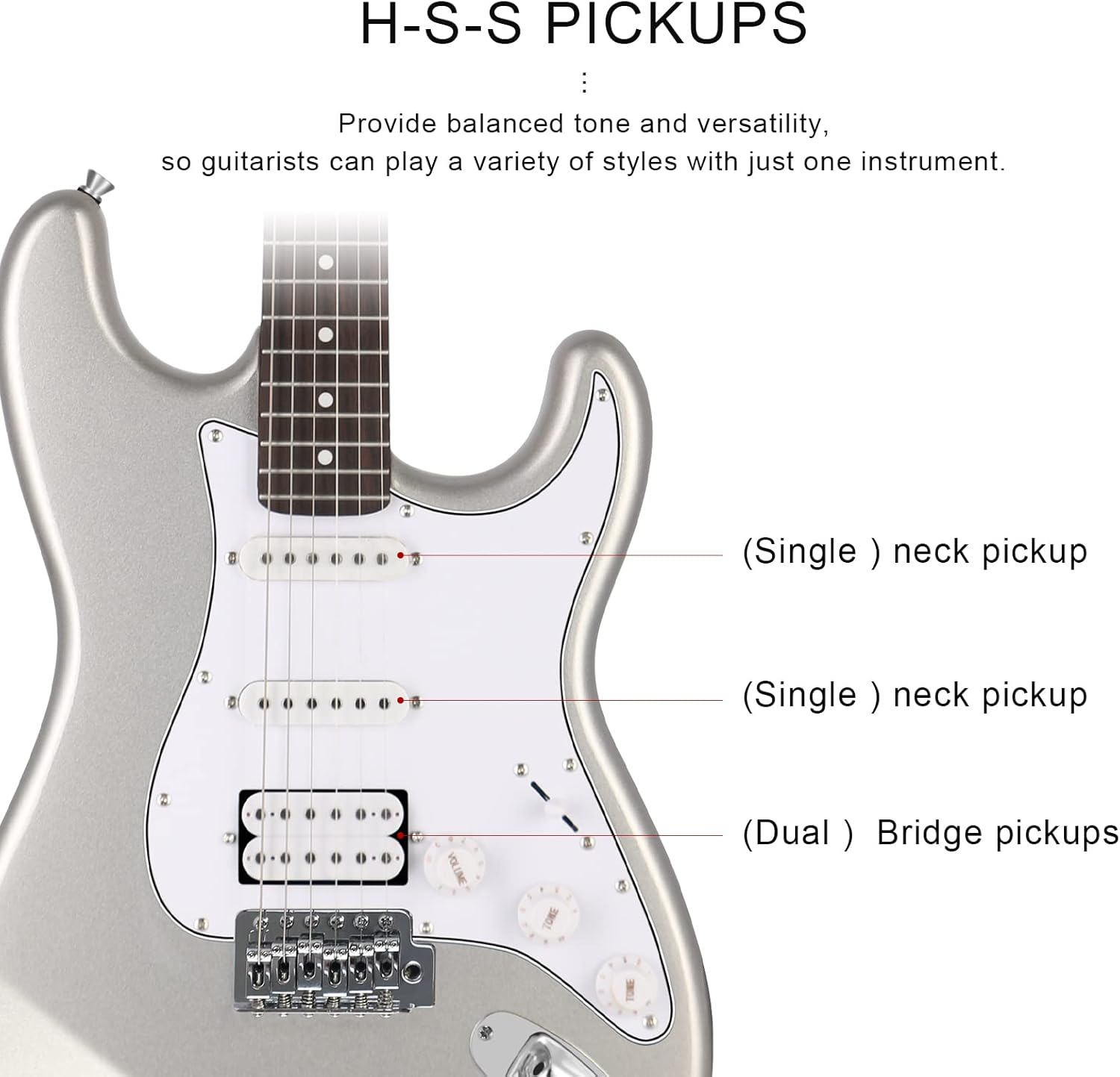 EASTROCK 39 inch Full-Size Electric Guitar Kit Guitar Stand Professional Portable，Gray