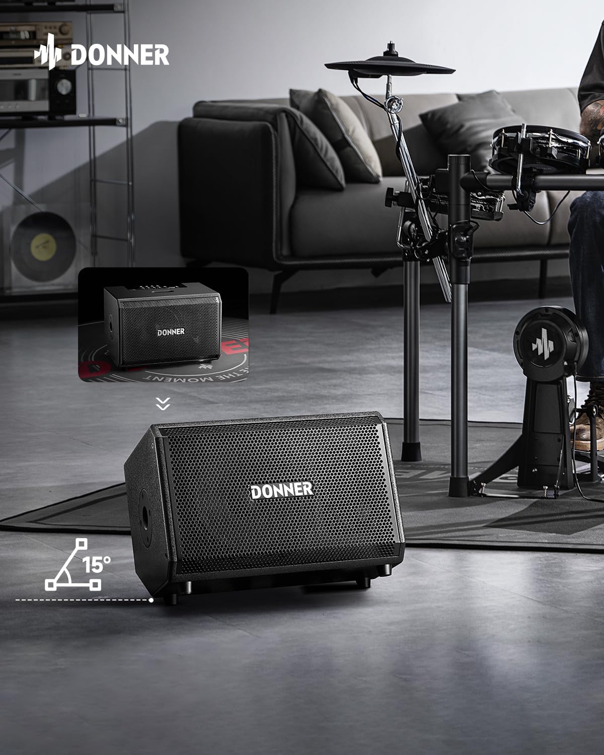 Donner Electric Drum Amp 200W, Peak Power 1000-Watt Wireless Professional Electronic Drum Amplifier Portable for Multi-Scene Use DDA-1000