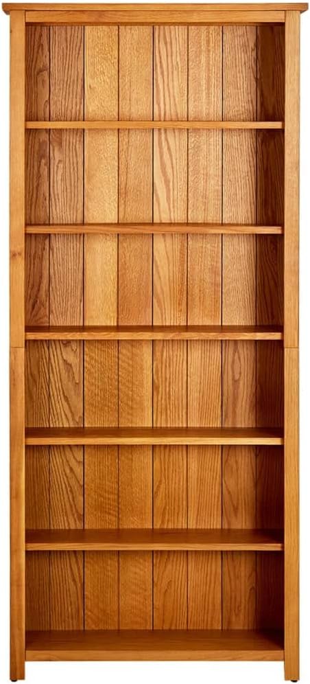 Rustic Solid Oak Wood Bookcase 70.9 in Tall 6-Tier Storage Shelf, Wide Freestanding Bookshelf for Living Room, Study or Bedroom