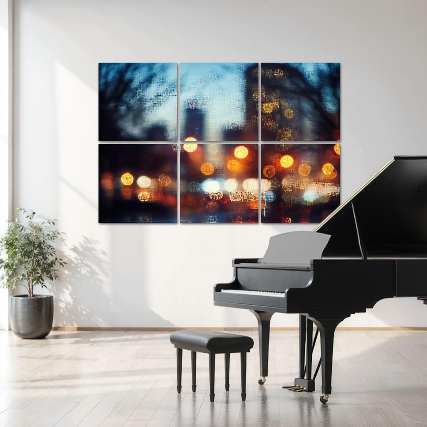 6 Pack Art Acoustic Panels City center night street bokeh missed focus Sound Absorbing Panel 48