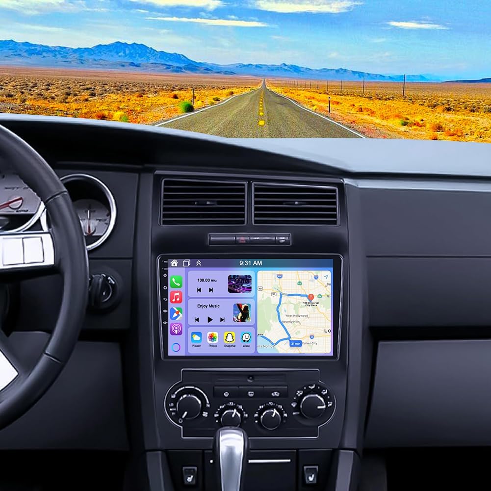 4G+64G Car Stereo for Dodge Charger Magnum 2005 2006 2007 with Wireless Carplay Android Auto, 9