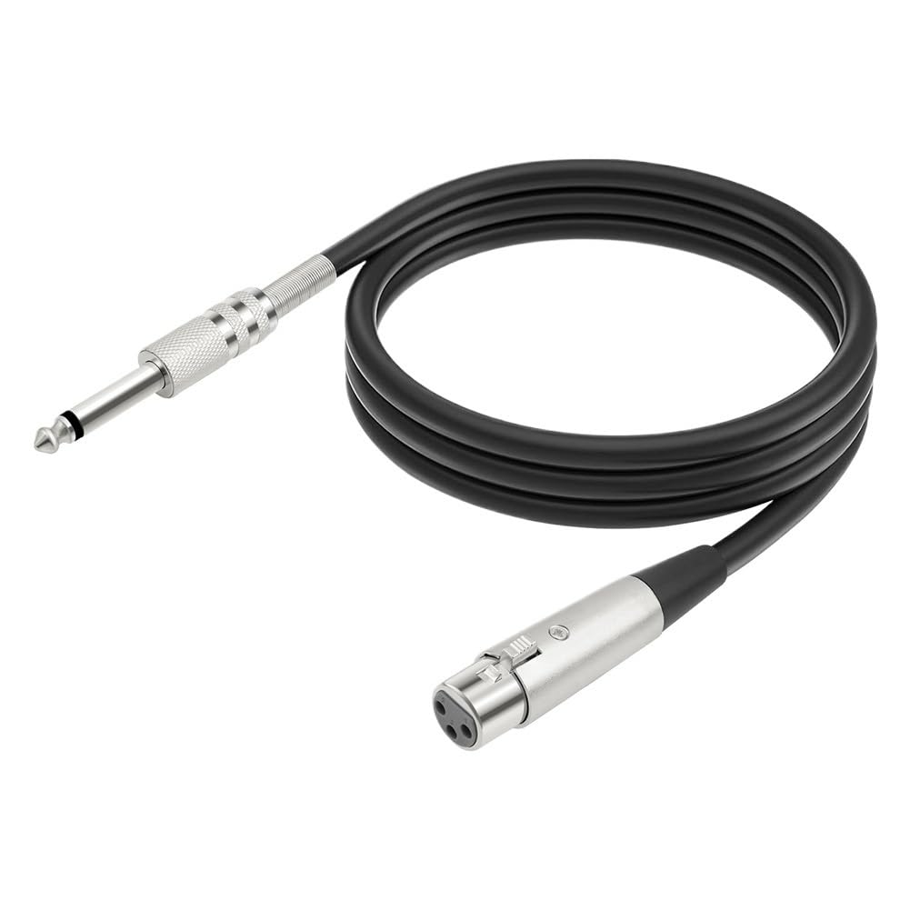 XLR Female to 1/4 (6.35mm) Mono Ja-ck Mic Cord Braided Unbalanced Microphone Cable(10m)