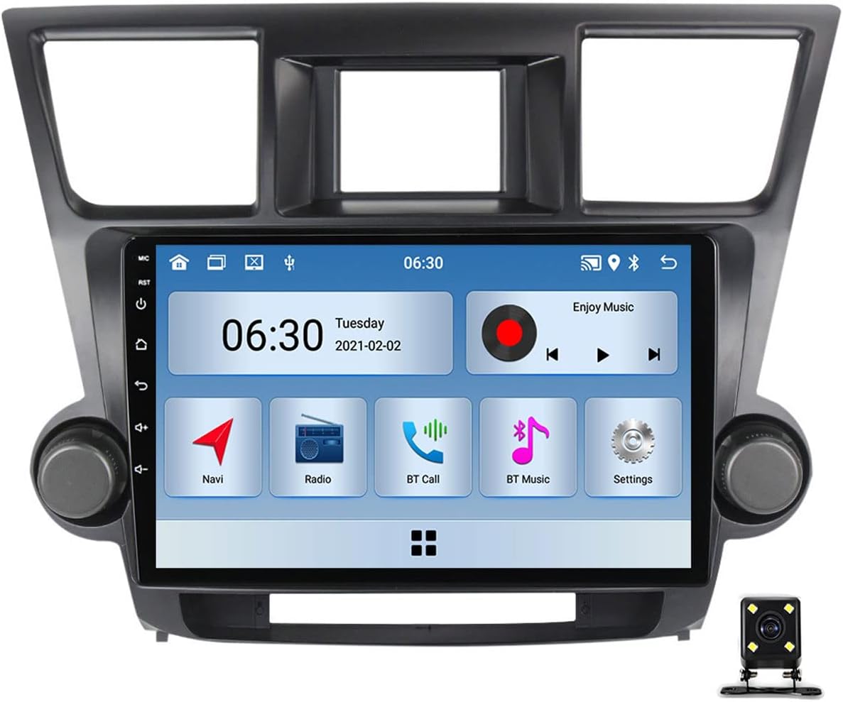 9 Inch Android 11 Car Stereo in-Dash Multimedia Navigation Touchscreen Car Radio for Toyota Highlander 2007~2013 Support Bluetooth WiFi GPS, SWC, FM, Mirror Link, Backup Camera
