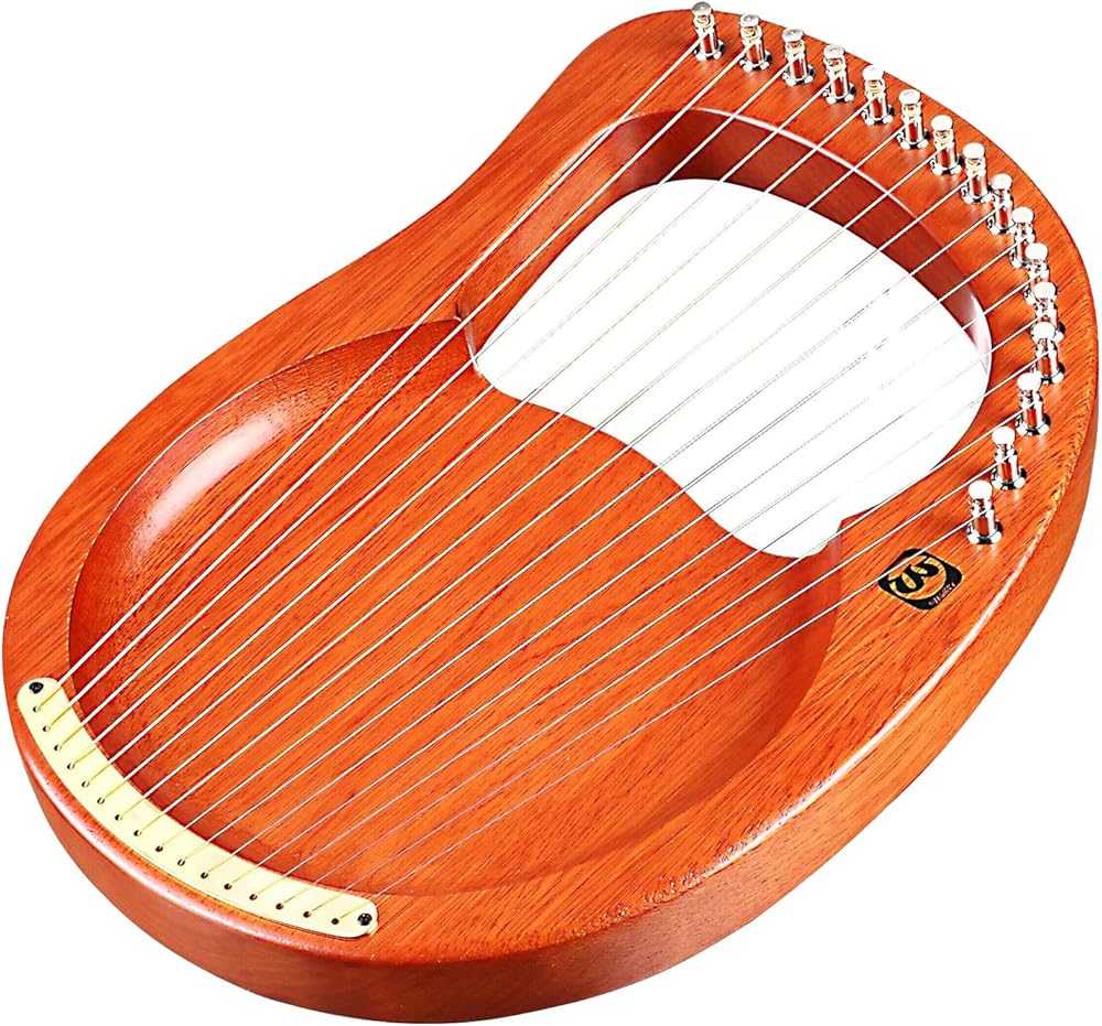 Walter.t 16-String Wooden Lyre Harp Metal Strings Mahogany Solid Wood String Instrument with Carry Bag Tuning Wrench Cleaning Cloth Strings WH16 with Carry Bag