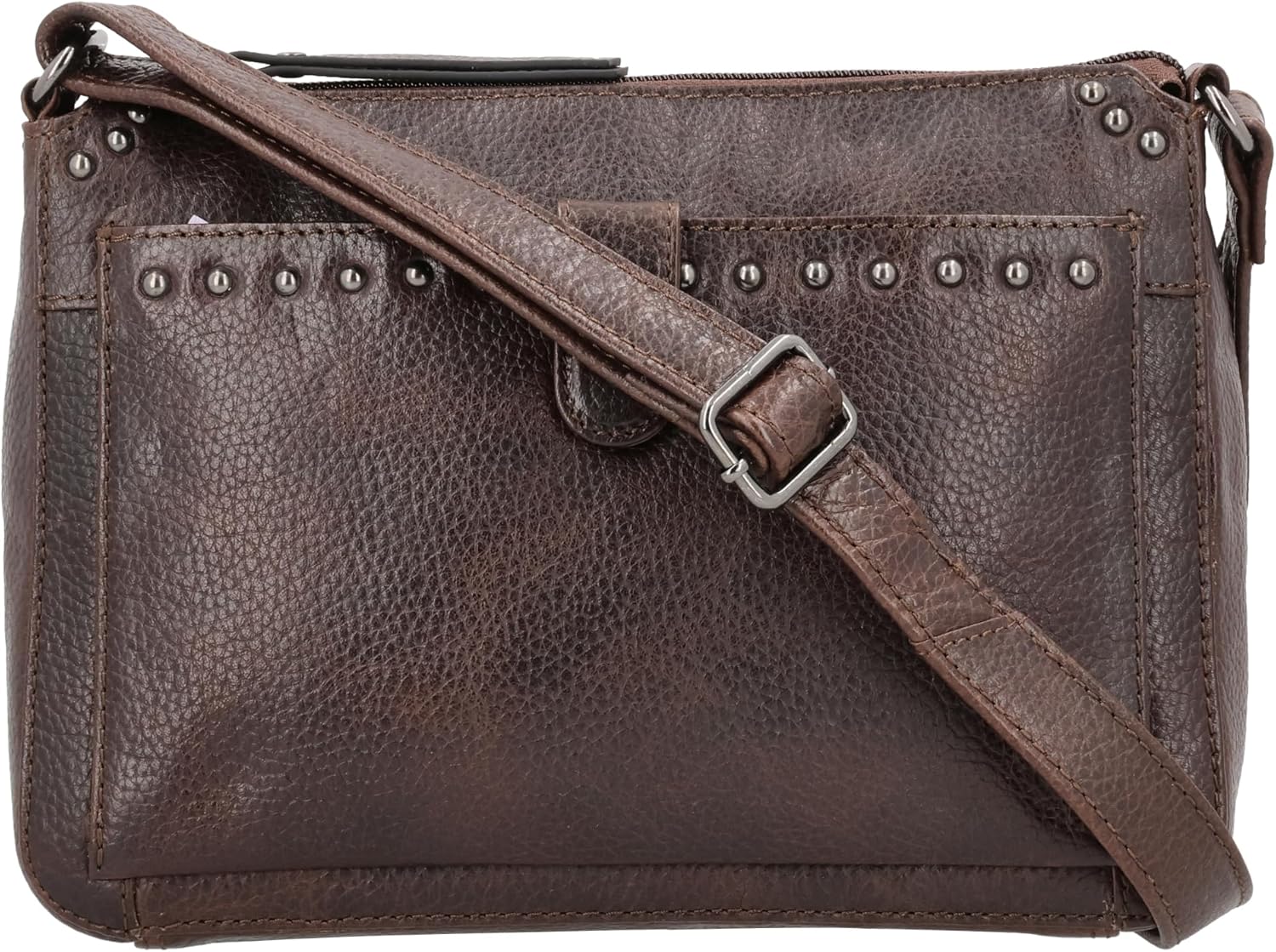 Lady Conceal Anti-Theft Leah Buffalo Leather Sling Crossbody Handbag with Locking Zippers