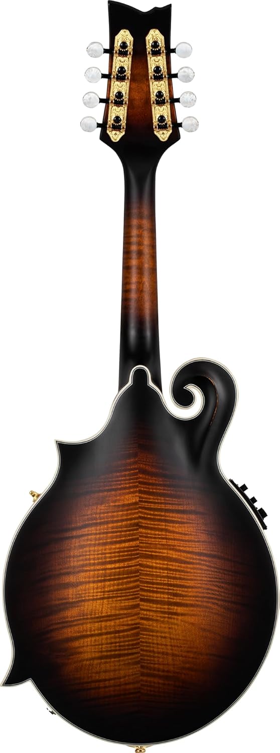 Ortega Guitars, 8-String F-Style Series All Solid Acoustic-Electric Mandolin w/Bag, Right, Gold (RMFE100AVO)