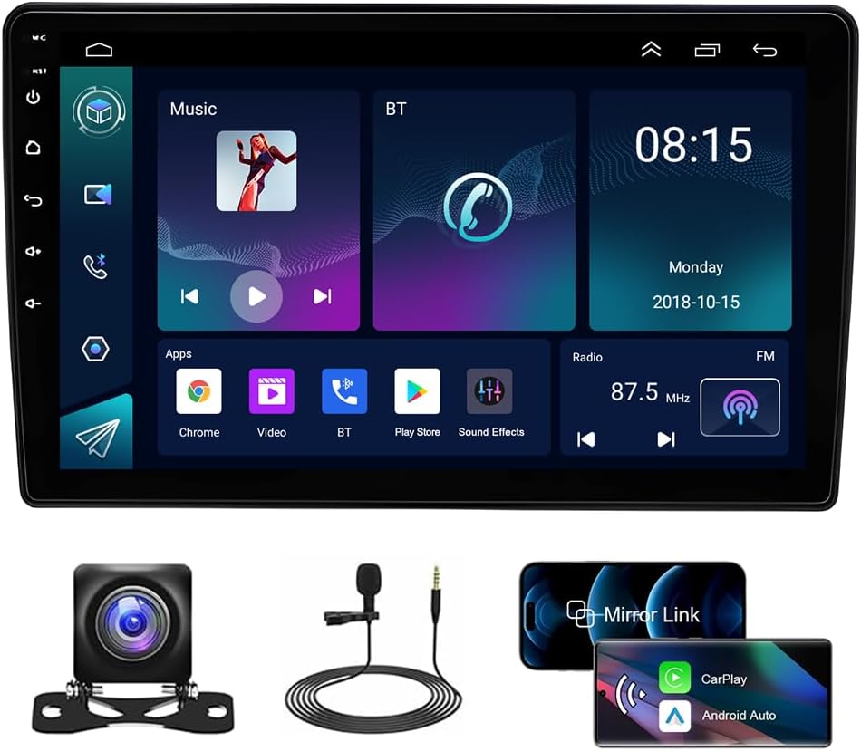 2+32G 10in Car Stereo for Ford F150 2004-2008, for F250 2006-2014,2013 2012 2011 2010 2009 2008 2007 w/GPS with Carplay Android 13 Auto Touchscreen Car Radio w/Bluetooth WiFi FM/RDS SWC Backup Camera