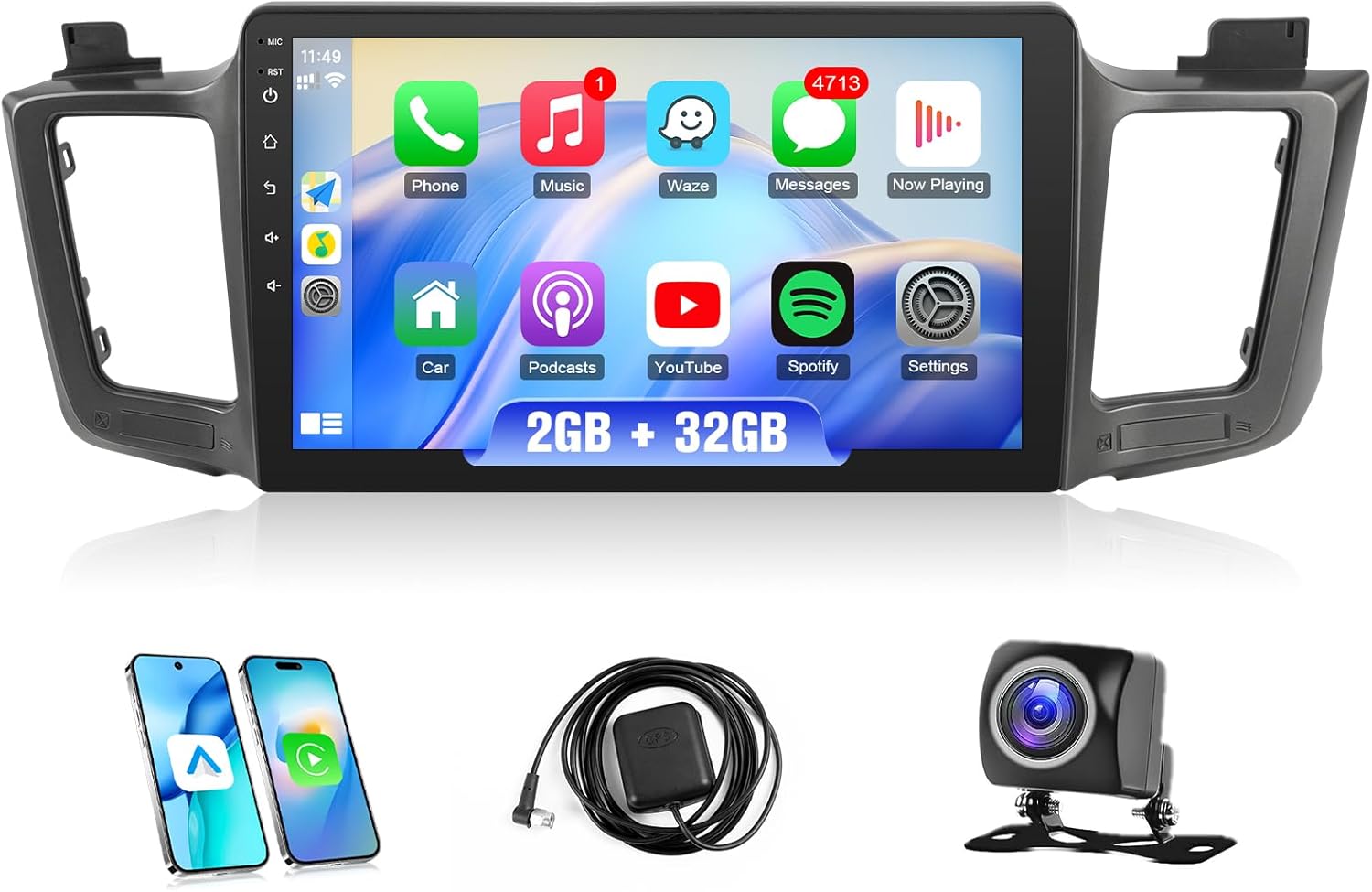 Leadfan Android Car Radio for Toyota RAV4 2013 2014 2015 2016 2017 2018 with Wireless CarPlay Android Auto, 10.1inch IPS Touch Screen for RAV4 Car Stereo with Bluetooth GPS Navigation WiFi SWC 2+32G