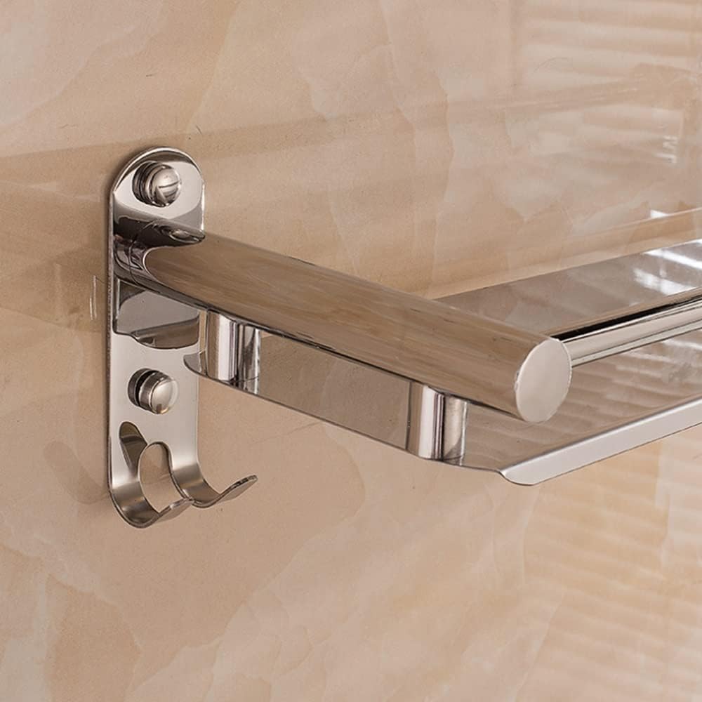 Single-Layer Mirror Front Frame Bathroom Wall Mount Shelves Bathroom Shelf 304 Stainless Steel Storage Rack Holder Shower Caddy Rack Corner Kitchen Storage Racks