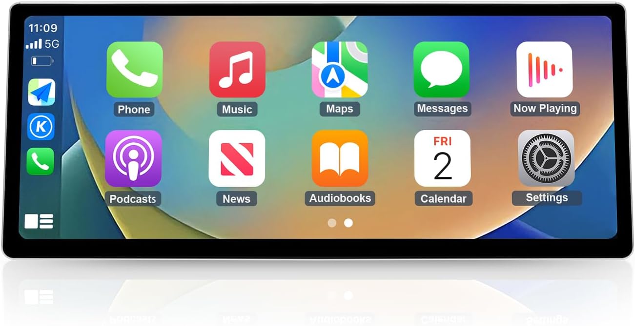 Road Top CarPlay Screen, 12.3 inch Ultra-Narrow Car Radio Touchscreen for BMW 5 Series E60/E61 with CCC System(2003-2008 Year), Car Stereo for Apple CarPlay/Android Auto/MirrorLink