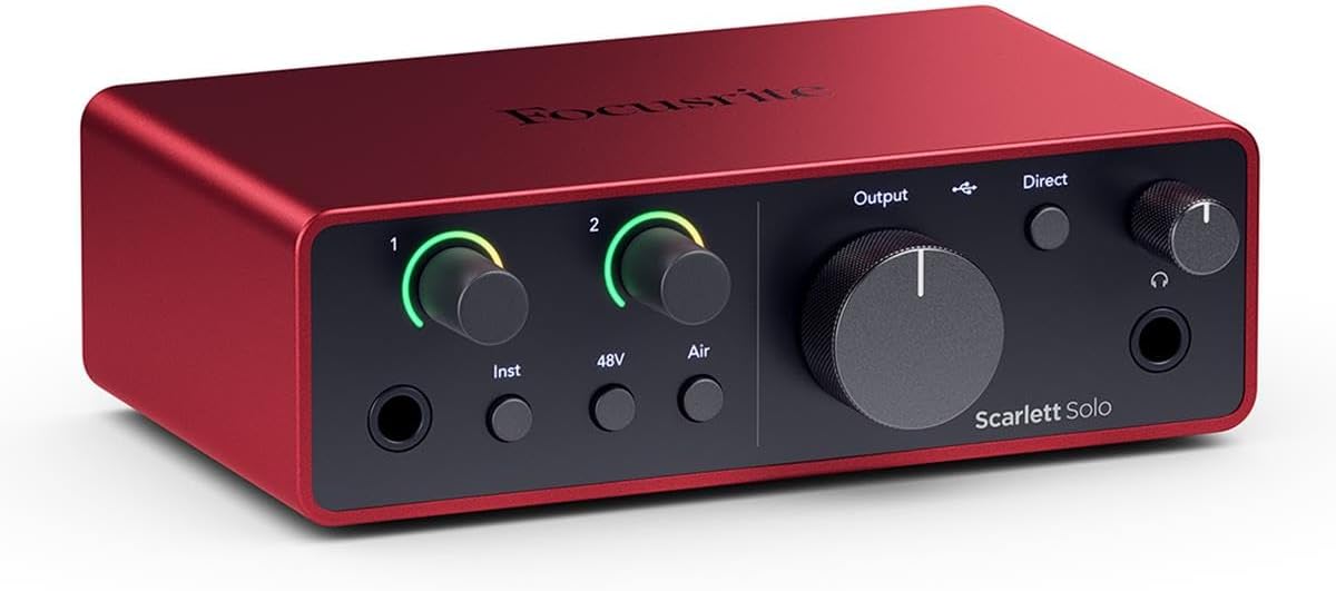 Focusrite Scarlett Solo 4rd Gen USB Audio Interface for PC + Slinger HD-1 Case Bundle, Pro Sound, Ultimate Protection