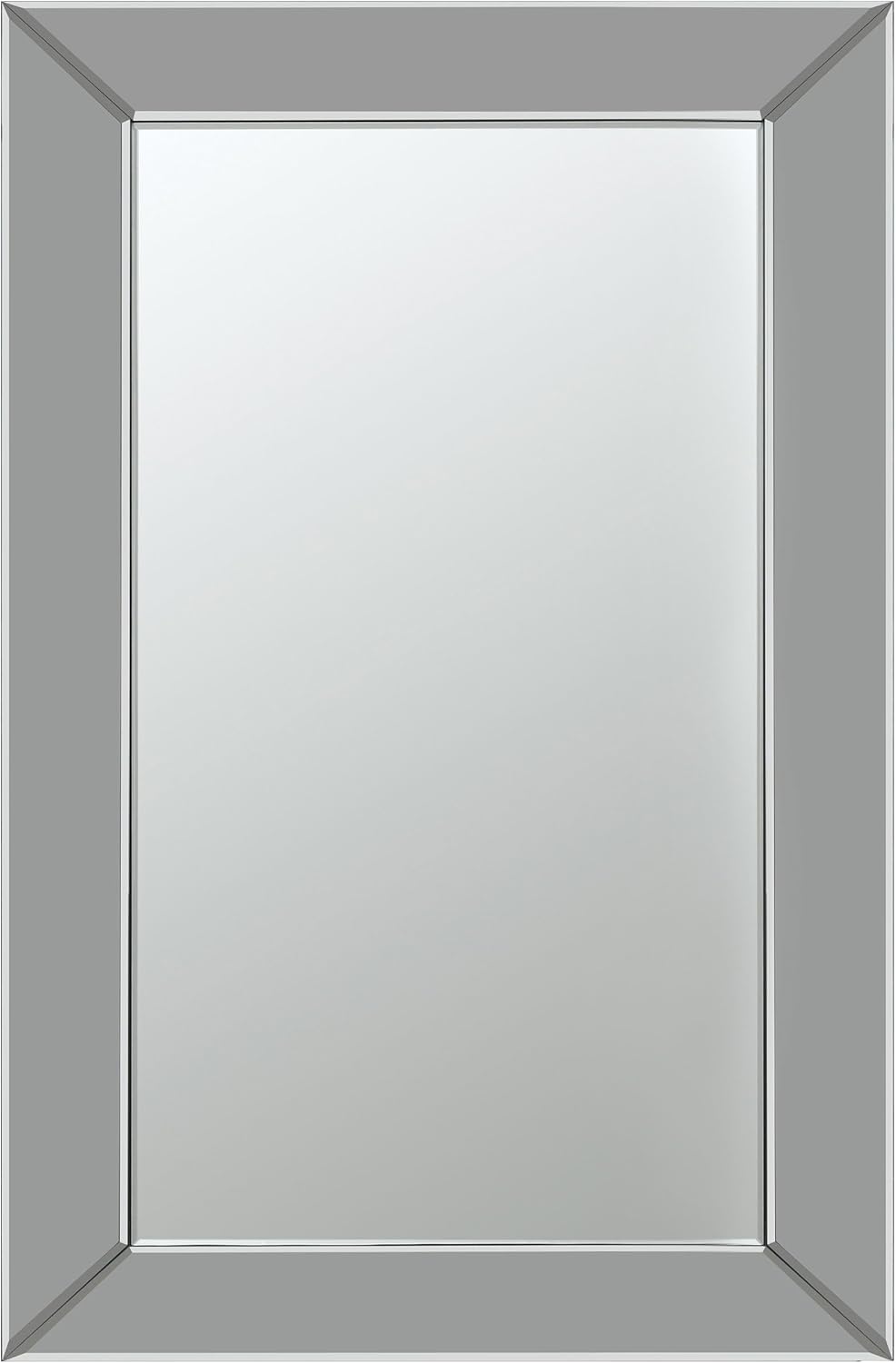 Coaster Home Furnishings - Pinciotti - Wood - 36 x 24 Inch Beveled Frame Rectangular Wall Mirror with Opened Corner Frame and Four D-Ring Hangers - Entryway, Bedroom - Silver - 901783