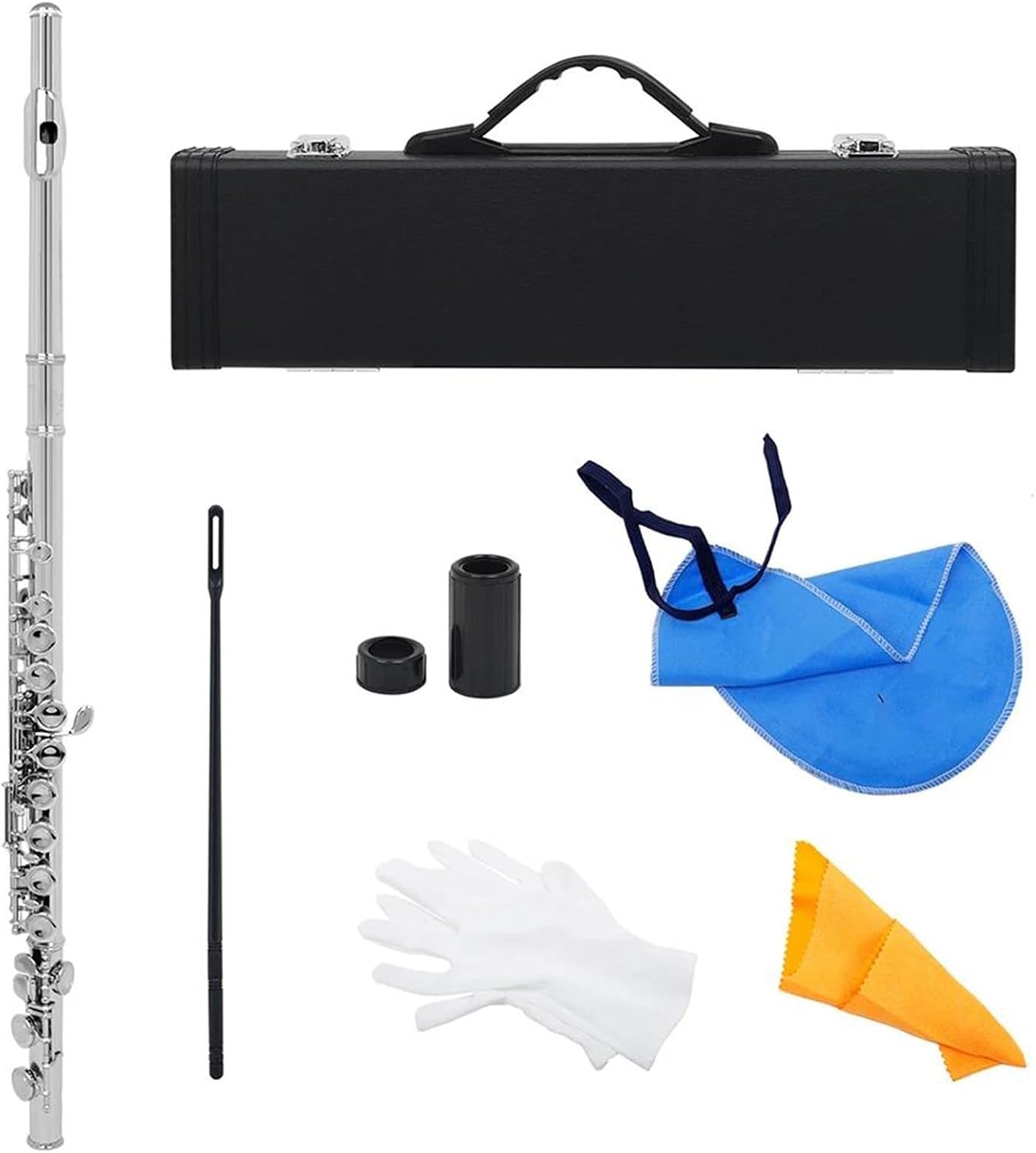 16 Holes Flute With E Key Silver Professional Nickeling C Key Flute For Beginner Practice Performance Woodwind Instruments