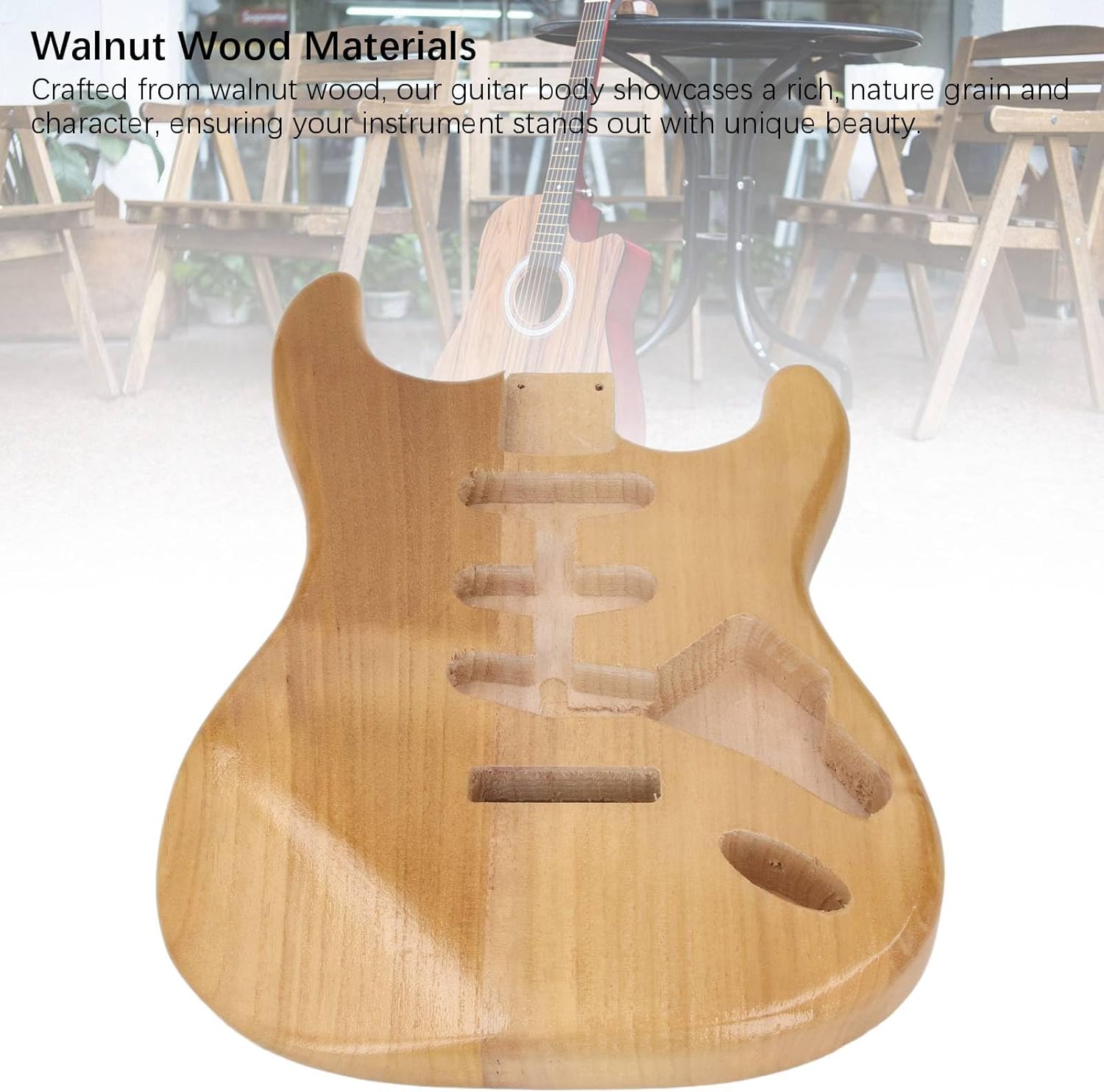 Unfinished Guitar Body, Walnut Wood Blank Triple Single Pickup Hole Electric Guitar Replacement