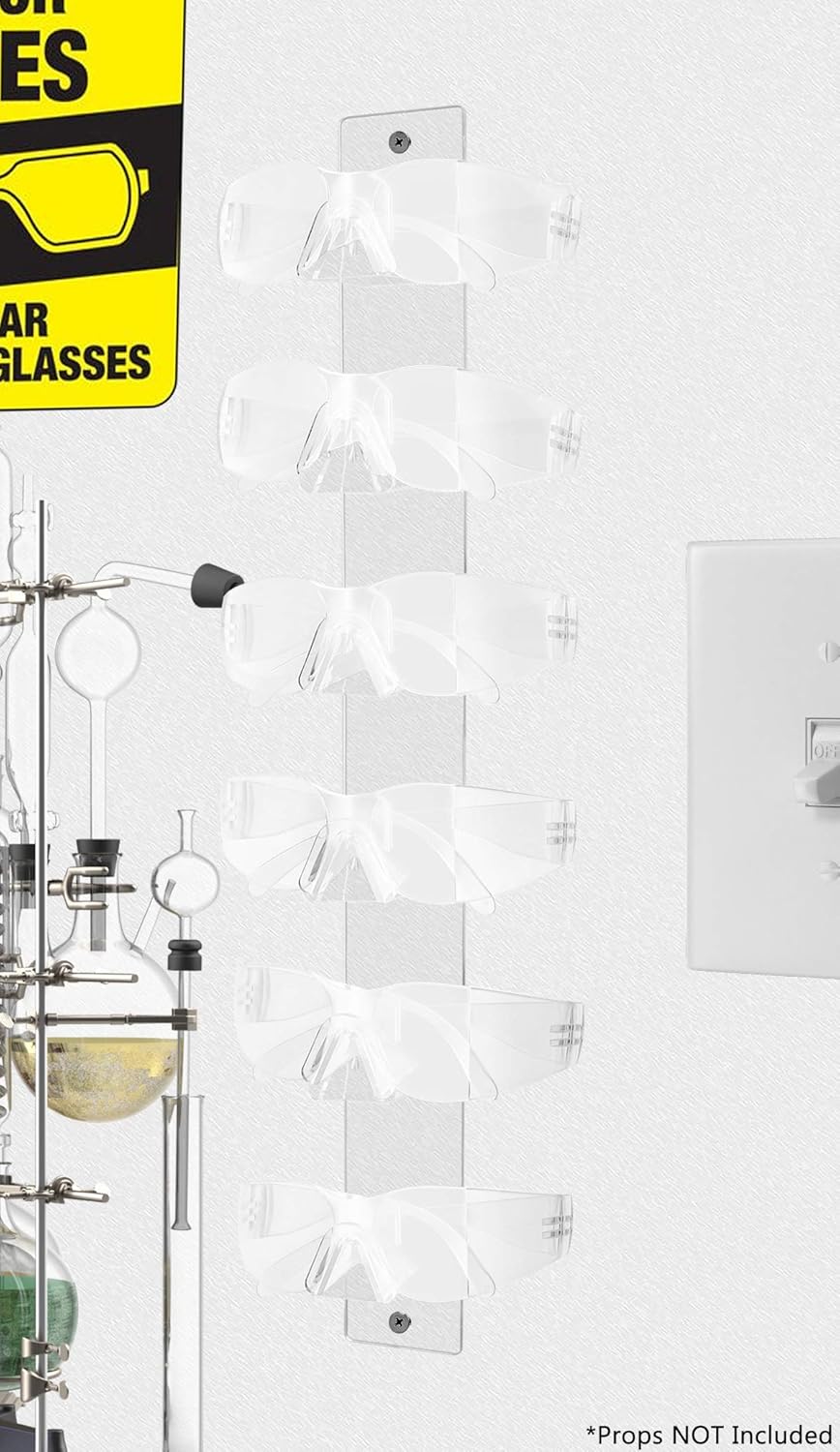 Marketing Holders 12 Pack Safety Glasses Holder 6 Pair Wall Mount with Hardware Automotive Plants Mining Sites Eyewear Rack for Optical Centers and Outlet Stores Lightweight Durable Clear Acrylic