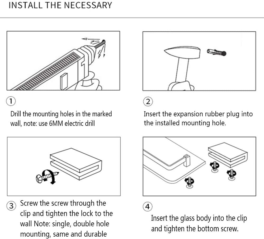 Glass Shelf Bathroom, Corner Shelf with Rails Wall Mount Silver Finish,20CM /25CM /28CM,Floating Shelf,25CM