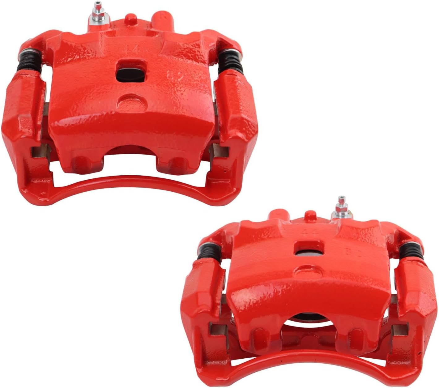 TRQ Front Brake Caliper Set Painted Red Brackets Compatible with 2007-2019 Nissan Sentra