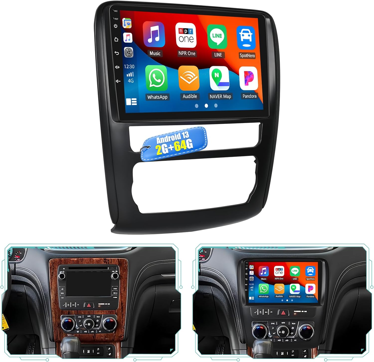 CAMECHO 2G+64G Android 13 Car Stereo for Chevrolet Traverse LT/Buick Enclave 2013-2017 9