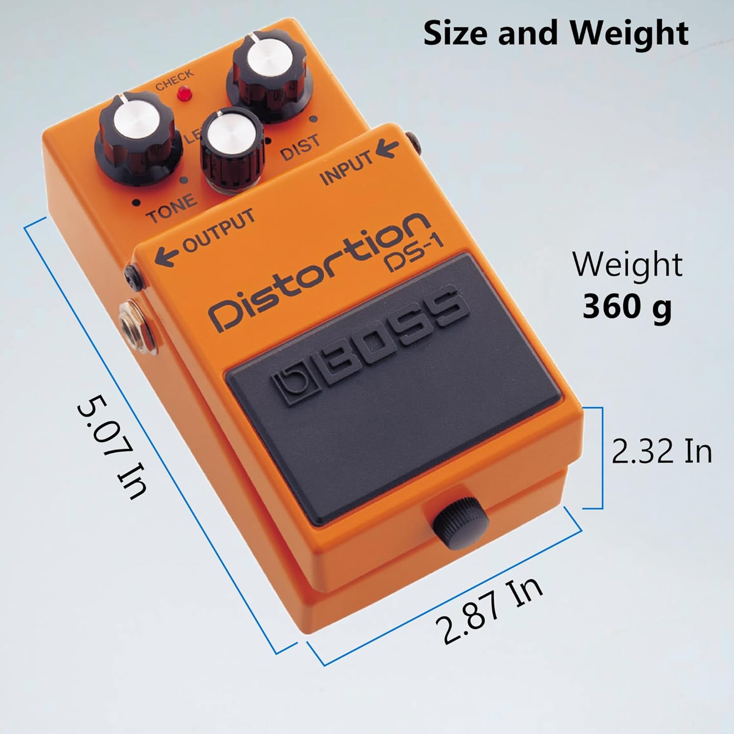 Boss DS-1 Distortion Bundle with Gearlux Power Supply, Instrument Cable, Patch Cable, Picks, and Austin Bazaar Polishing Cloth