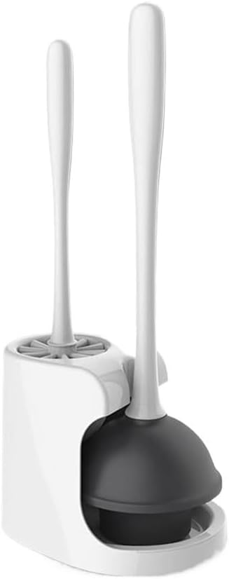 Toilet Brush Round Brush Head Toilet Brush with Rubber Unclogging Suction Bowl Toilet Bowl Brush Set Floor Standing Ventilation Base Toilet Brush Deep Cleaning