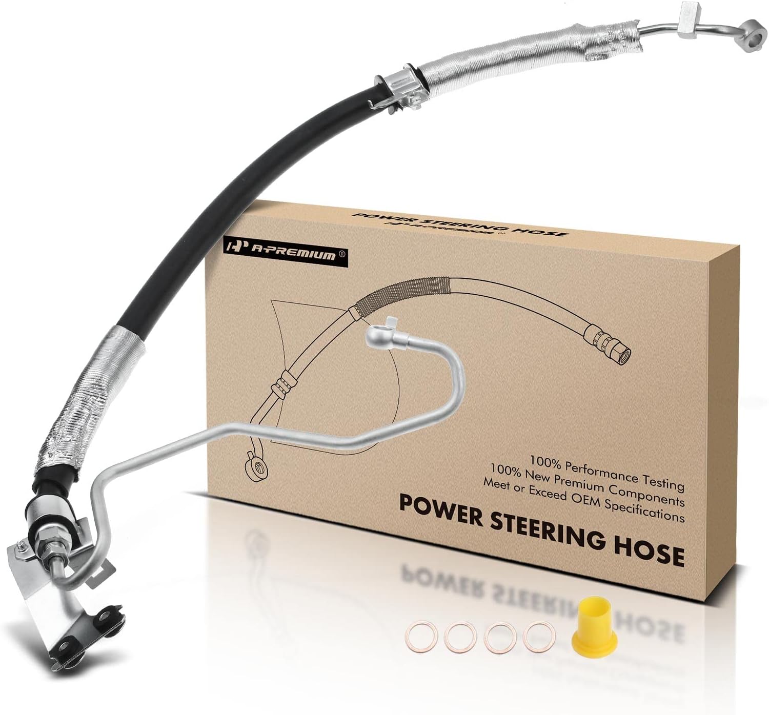 A-Premium Power Steering Pressure Hose Line Assembly Compatible with Nissan Murano 2009 2010 2011 2012 2013 2014, 3.5L, with Washer, Pump to Rack/Gear