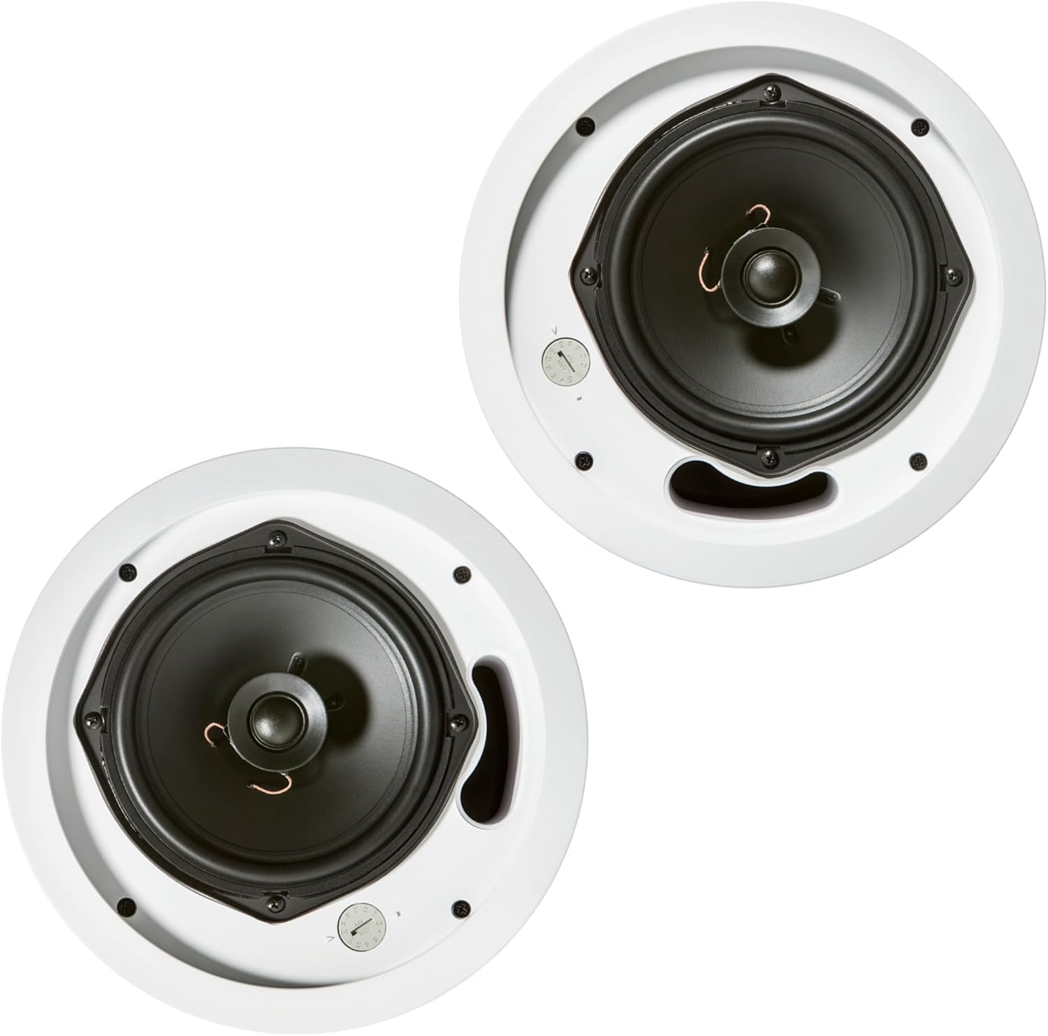 JBL Professional Control 16C/T, 6.5-Inch Coaxial, Round, In-Ceiling Loudspeaker with Metal Back-Can, 70V or 8 Ohm Impedance. Set of 2. White, Paintable Grill