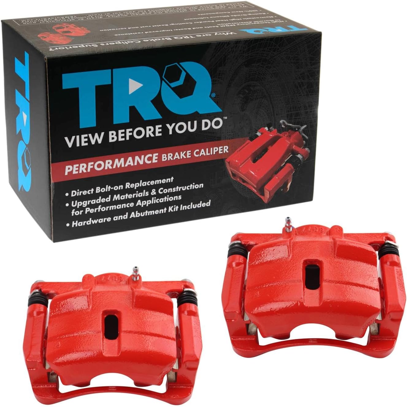 TRQ Front Brake Caliper Set Painted Red Brackets Compatible with 2014-2018 Nissan Rogue