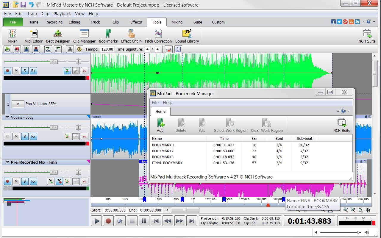 MixPad Multitrack Recording Software for Sound Mixing and Music Production [Download]