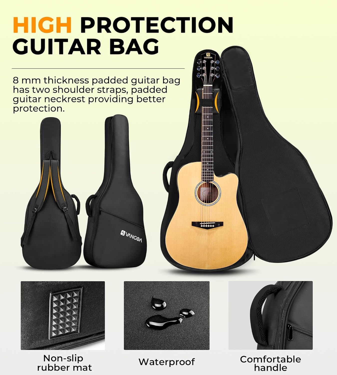 Vangoa Acoustic Guitar Kit for Beginner Adult Teen Full Size Cutaway Acustica Guitarra Starter 41 Inch Guitar Natural Bundle Set with Bag Strap Tuner Capo Pickguard Pick, Right Hand