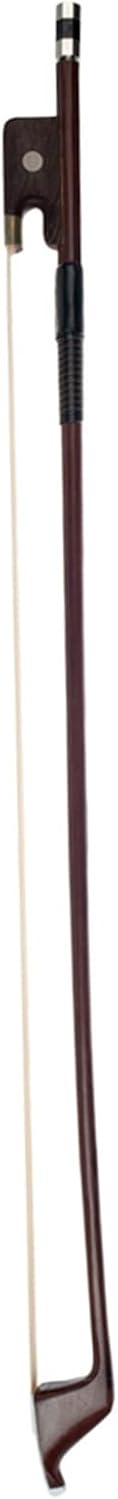 TSTS French Style Double Bass Bow 1/8 1/4 1/2 3/4 4/4 Size Brazilwood Bow Round Stick White Horsehair Bow Professional Violin Bow (Color : 1-2)