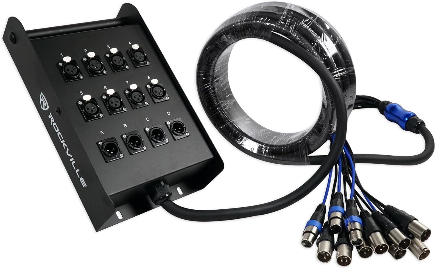 Rockville SX1225 12 Channel 25 Foot XLR Snake Cable, 100% OFC, Double Shielded, Heavy-Duty Connectors, for Live Sound and Studio Recording