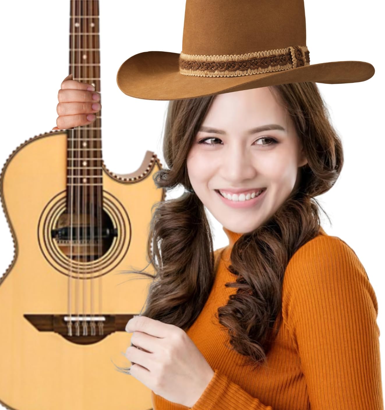 H. Jimenez LBQ1E El Esta'ndar Acoustic-Electric Guitar, Bajo Quinto Natural Mahogany, Solid Spruce Top With Cutaway and Electronics