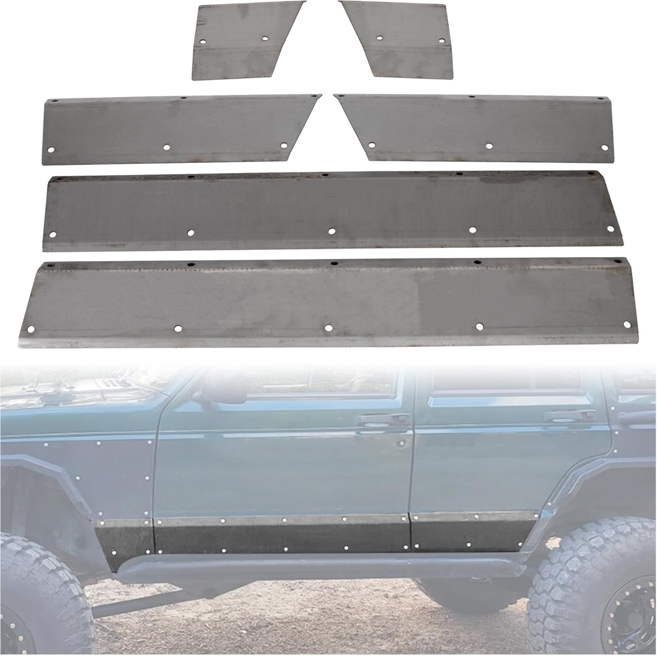 ECOTRIC Lower Door and Side Panel Armor Compatible with 1984-2001 Jeep Cherokee XJ 4-door