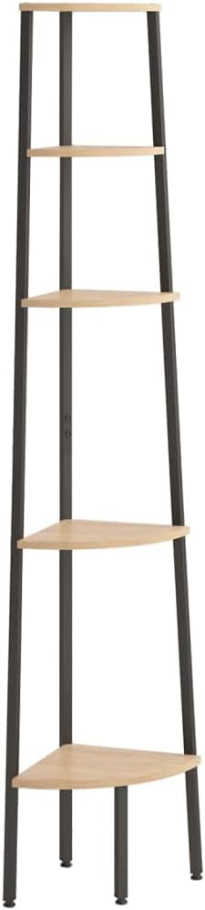5-Tier Corner Shelf Light Brown and Black 17.9